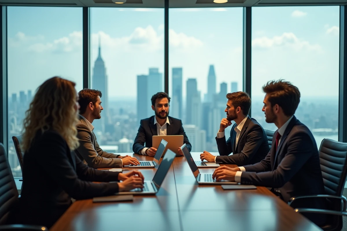 Groupe de jeunes professionnels en discussion dans un bureau