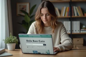 Femme en intérieur supprimant son historique sur un ordinateur portable
