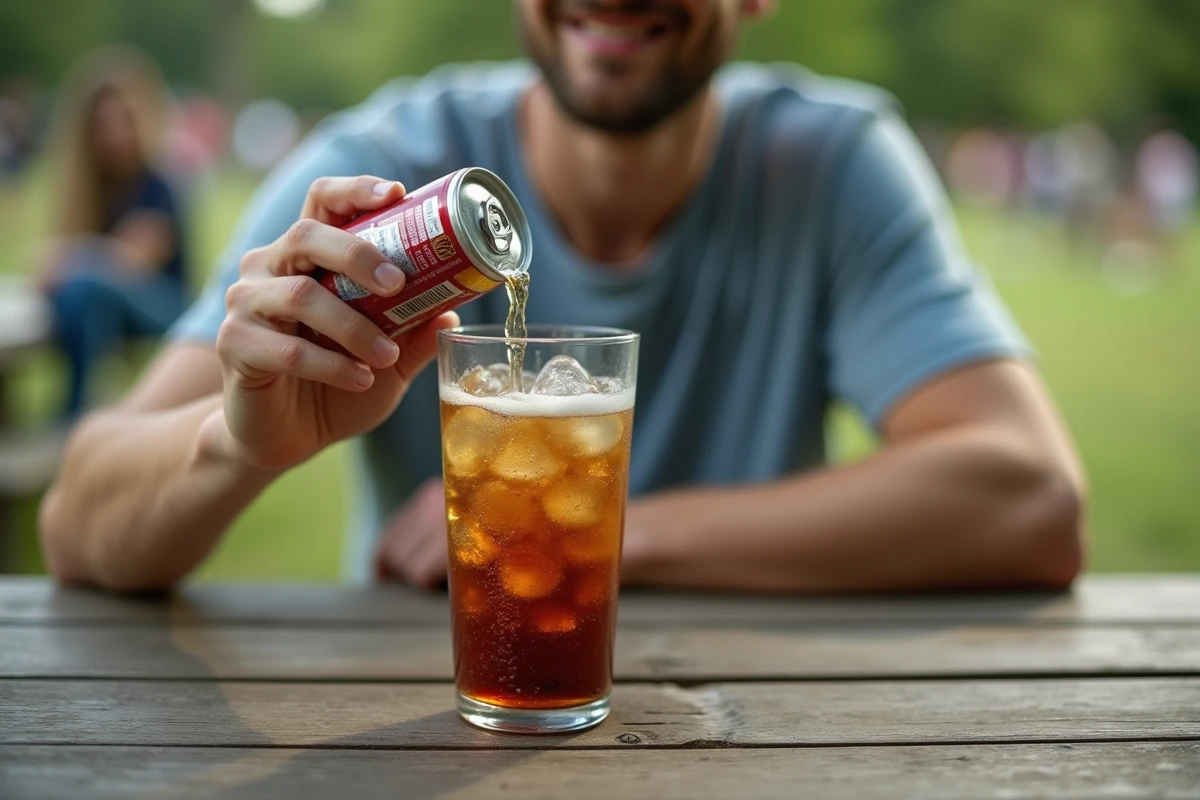Gobelet de soda sans sucre versé lors d