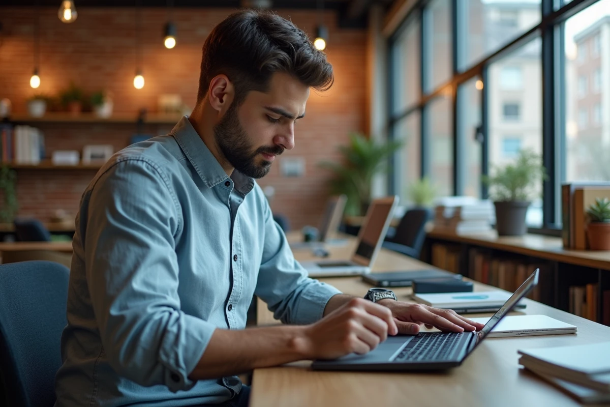 Jeune homme conçoit une interface web sur une tablette